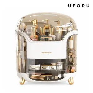 UFORU Large Makeup Organizer, Countertop Vanity Organizer, Waterproof & Dustproof Skincare Storage for Bedroom & Bathroom, Clear Multi-Style Design