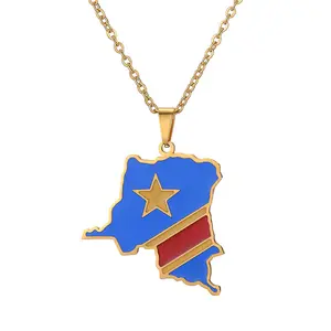 DR Congo Map Pendant Necklace, enamel charm for everyday layering ✨ #PendantNecklace #MapNecklace #EnamelPendant #CharmNecklace #NecklaceTok #JewelryTok #NecklaceStyle #GiftNecklace