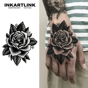 INKARTLINK Tattoo Tech, 2 Sheets Semi-Permanent Temporary Tattoos, Ink Rose, Adult Art Design,Lasts 1-2 Weeks, Waterproof, Realistic Look, No Adhesive, No Reflection,For Man And Woman,Ideal for Swimming, Party