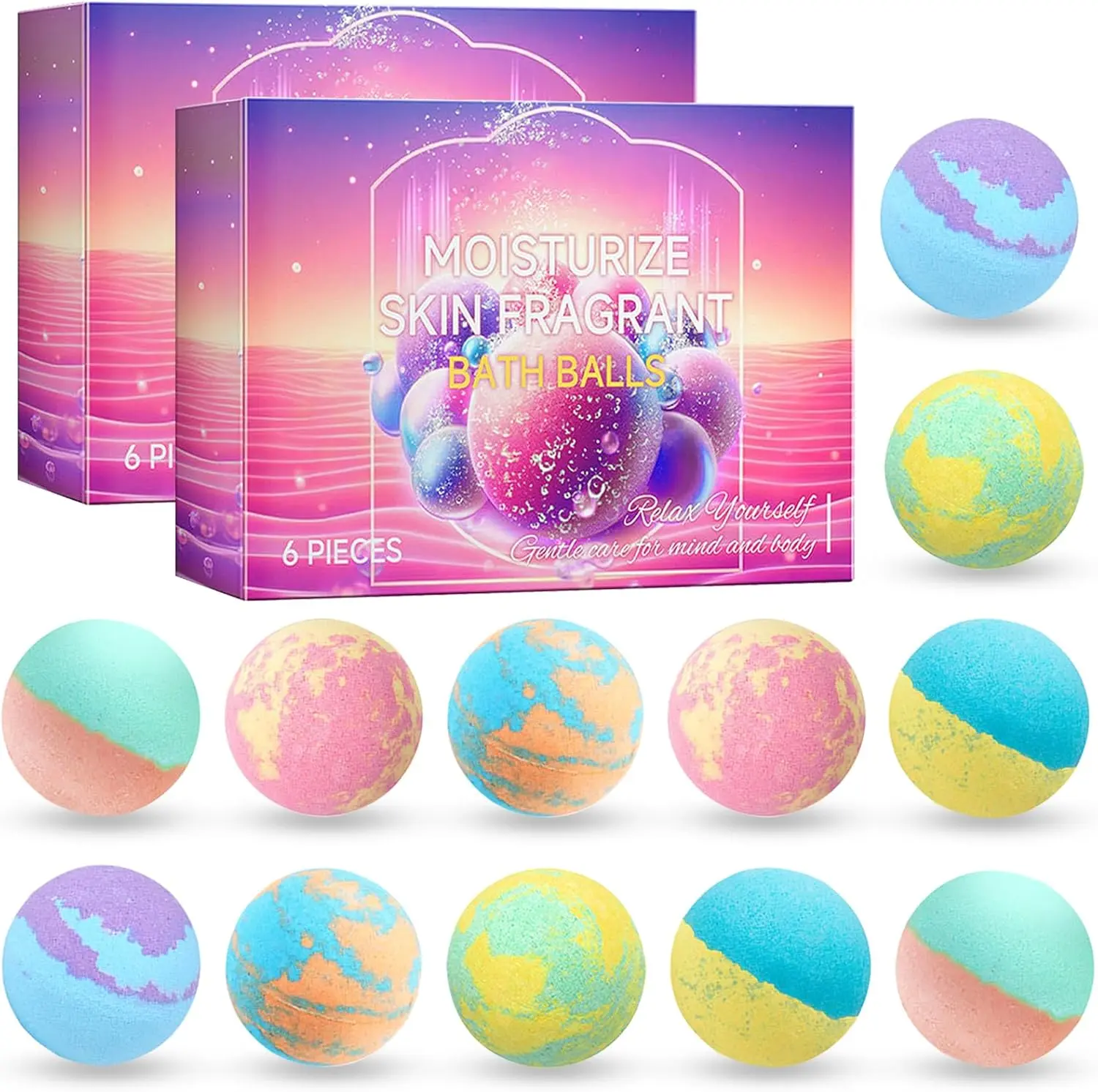 Bath Bombs Salt Balls,6 Natural Handmade Bath Bomb Kit,Organic Bathbombs with Rosemary Lemon Rose,Perfect for Bubble Spa Bath,Birthday Gifts for Boys, Girls
