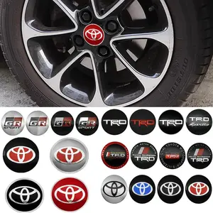 4pcs 56mm Aluminum Toyota TRD GR Logo Car Wheel Hub Center Cap Stickers Emblem Badge Decoration Decals For Toyota Rav4 Corolla Camry Prius Hilux Aqua Yaris Auto Styling Accessories Vehicle Exterior Decoration