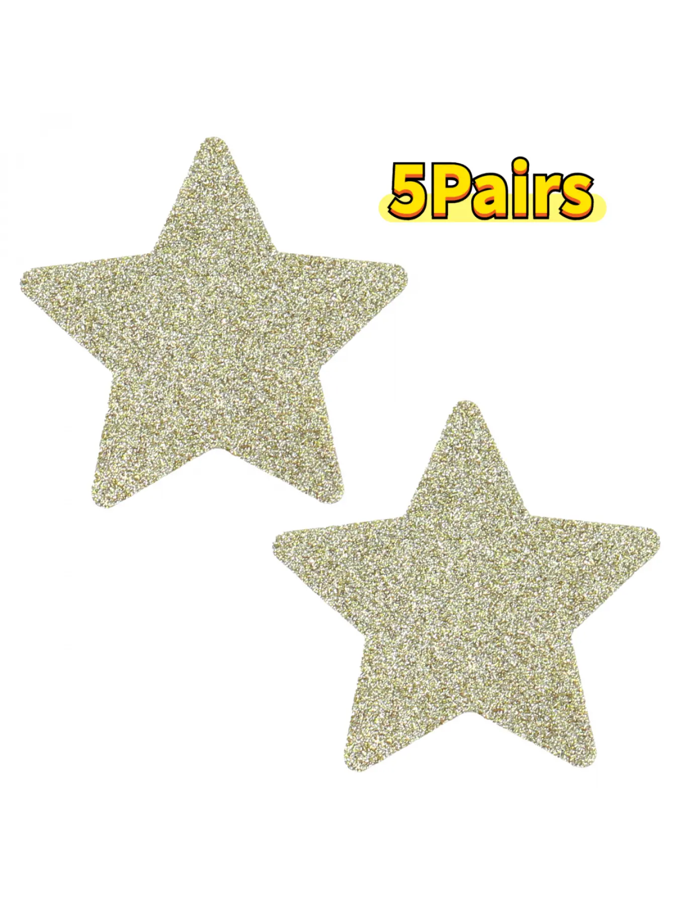 5-pack Glitter Star Cover-Up Anti-Bulge Anti-Slip Disposable Invisible Breast Patches, Invisible Bra Accessories, Ideal for Party Enthusiasts, Wedding Dress Wearers, Pool Beach Vacations, and Stage Performance Outfits, Sticky Nipple Covers