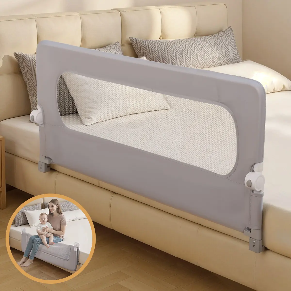 Bed Rail for Toddlers, CAVEEN 47" Toddler Bed Rails, Baby Bed Rail Guard, for Twin, Full, Queen, King Bunk Size Bed Swing Down Bedrail Extral Tall Child Safety Side Railing Guards for Kids, Bed Fence, dealsforyou, summerwins, restock, dealsforyoudays