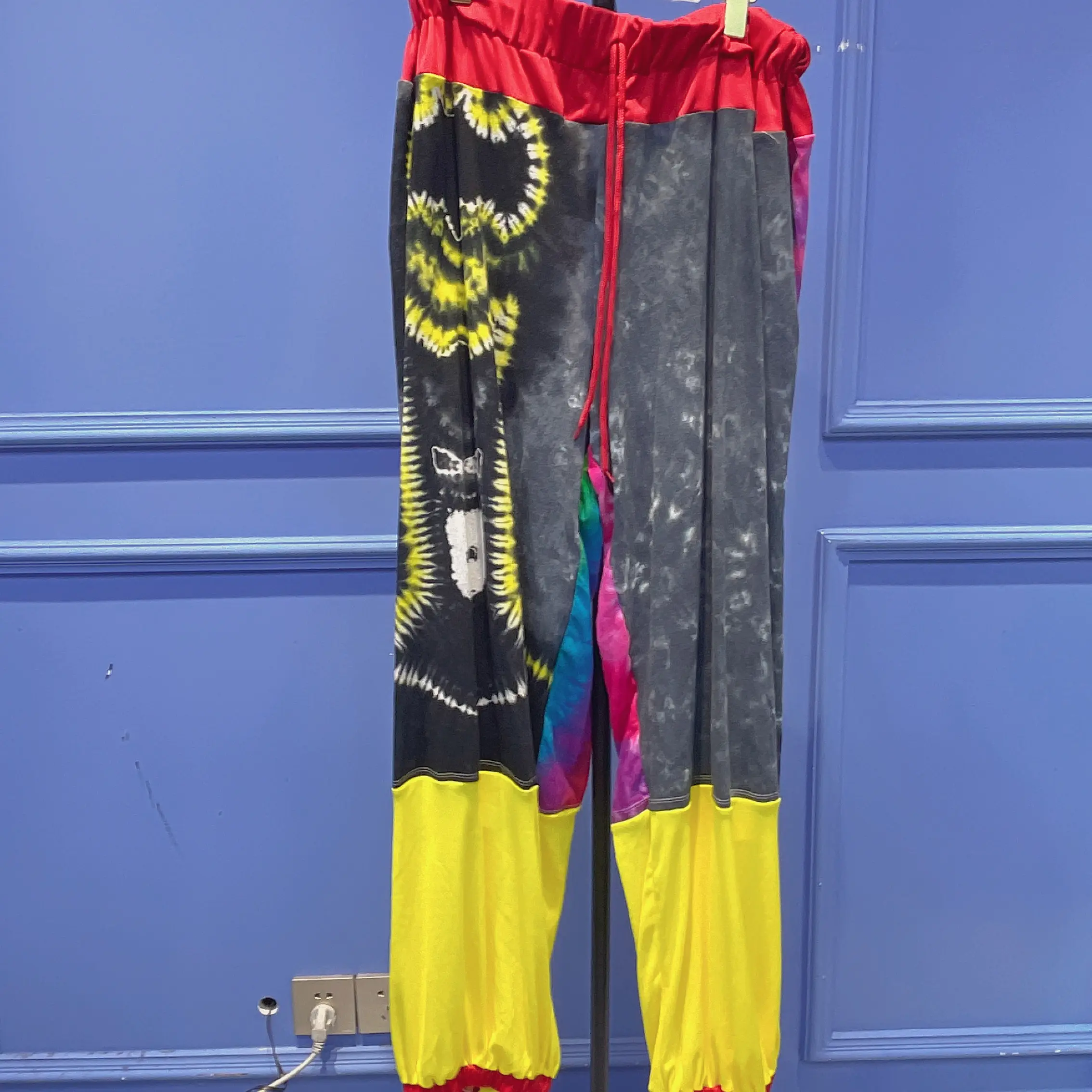 #35 LunaSparkle handmade designer Color-block casual wide-leg pants