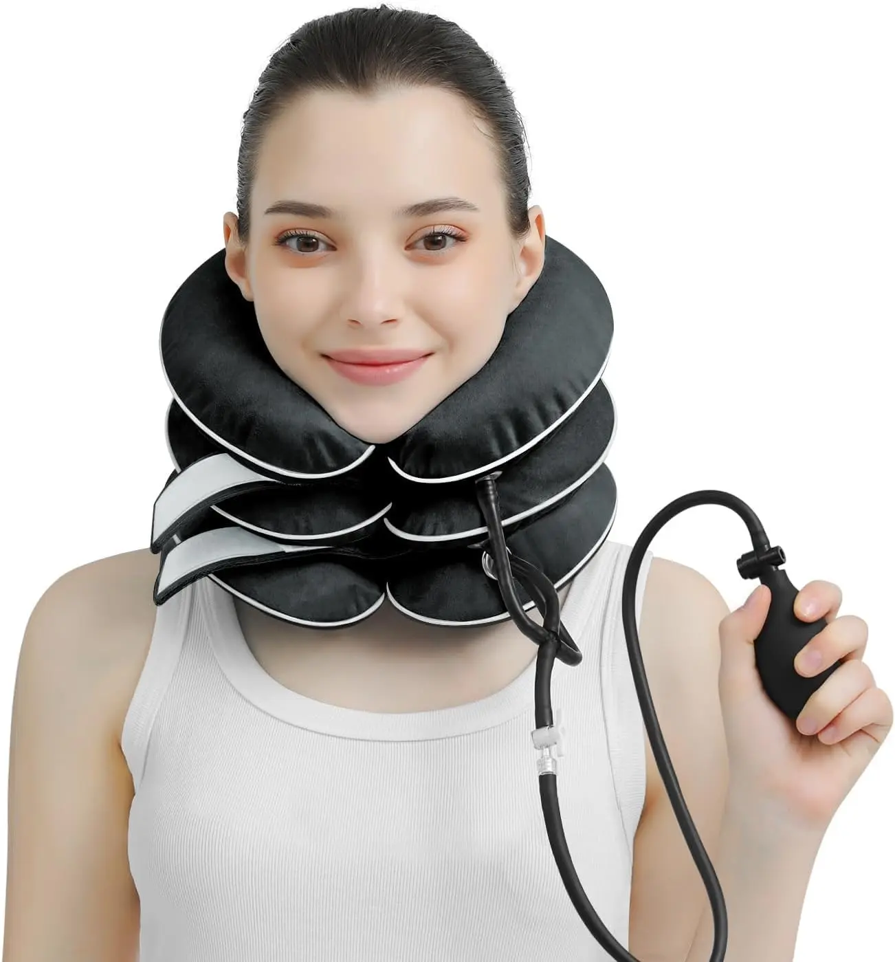 Inflatable Cervical Traction Brace - Lightweight, Adjustable Size, Soft Flocking Fabric, Deflate-Carry Design, Home Decompression, Instant Pain Relief, Men’s Orthopedic Support Protective Gear for Reducing Stress