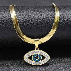Turkish Evil Blue Eye Necklace Stainless Steel Turkish Eye Necklace Greek Jewelry,summerwins