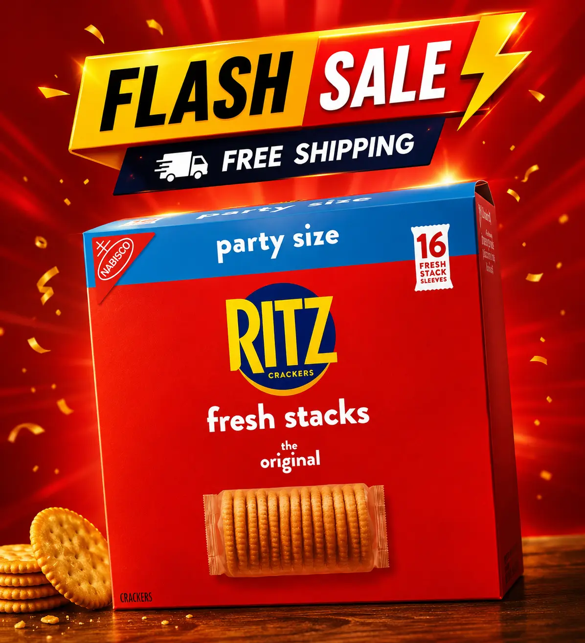 RITZ Fresh Stacks Original Crackers Party Size, 16 Individually Wrapped Snack Packs, Buttery Crispy Crackers, Freshness-Sealed Travel Snacks, Lunch Box Treats, Office & School Snacks, Family Sharing, Picnic & Party Crackers, Ready-to-Eat Anytime