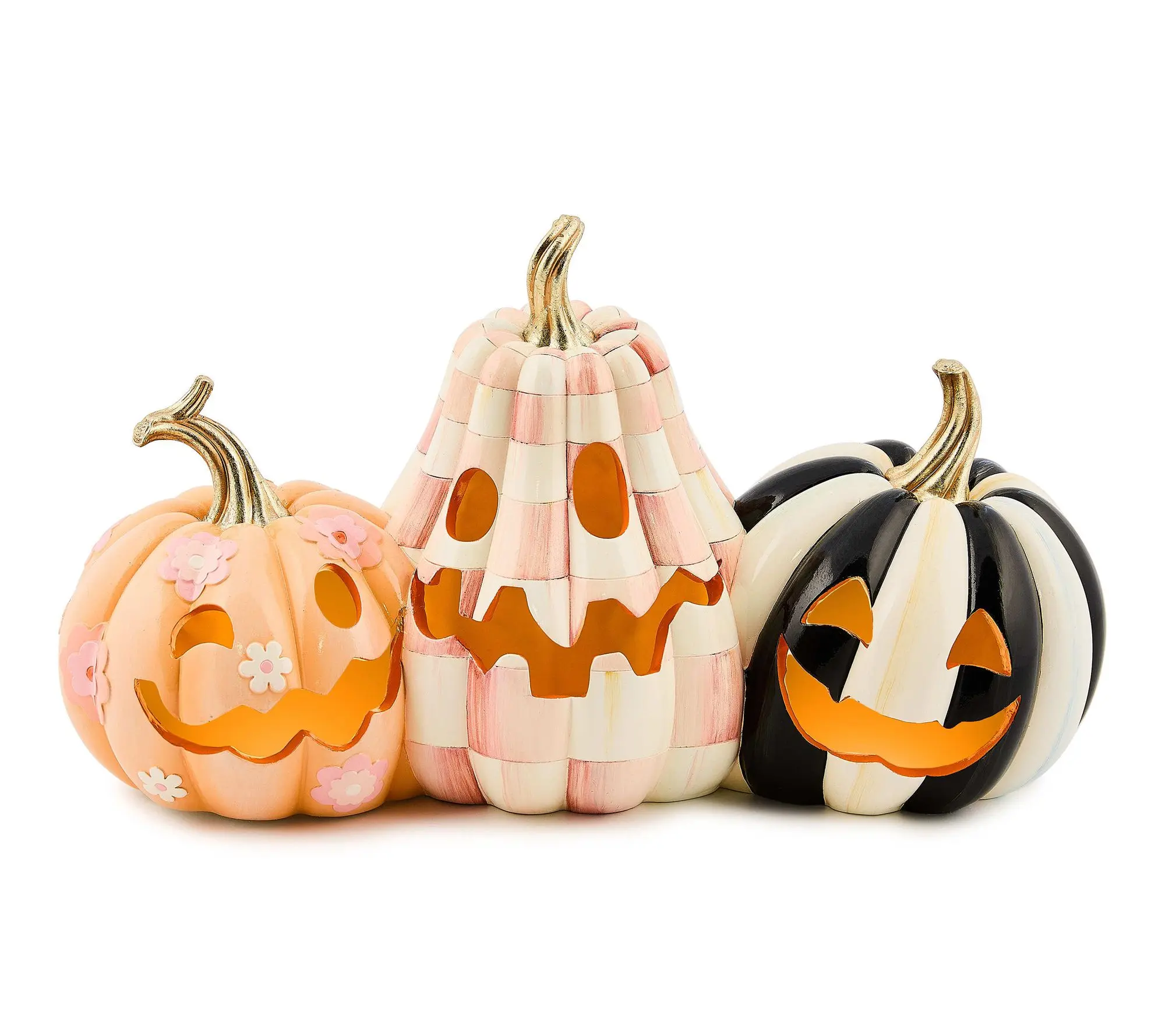 MacKenzie-Childs Hocus Pocus Illuminated Jack O' Lantern Trio MacKenzie-Childs Hocus Pocus Illuminated Jack O' Lantern Trio