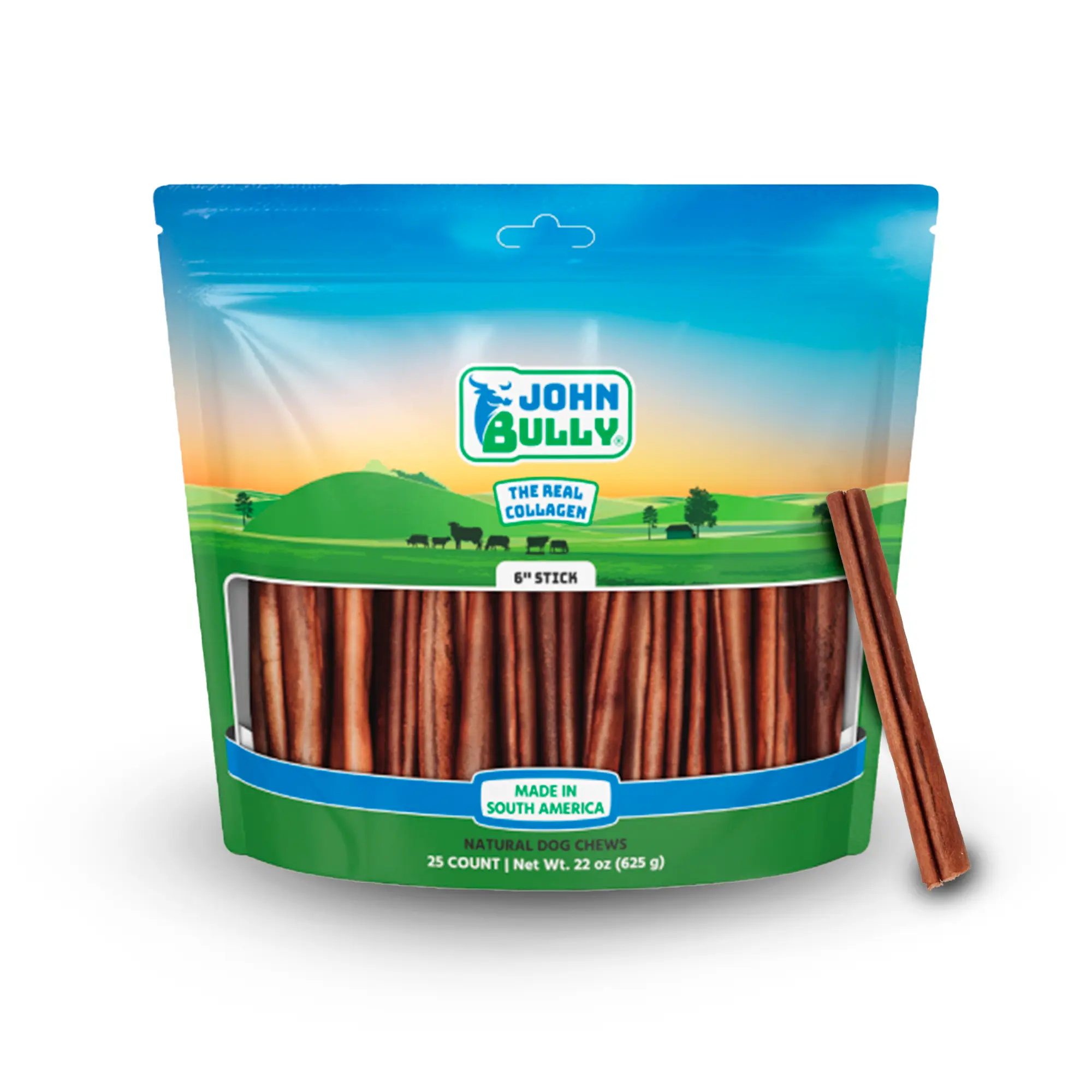 john bully Collagen Stick 6" 25PK, The Best Option for Your Dog, 100% Natural, Rich in Protein, Highly Digestible, Gluten Free,Premium Grade Quality,Odor Free The Real Collagen