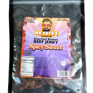 Mr. YuYu's Gourmet Brisket Beef Jerky Spicy Sweet - Made in USA, Tender Brisket Flavor, Spicy Sweet Blend, Low Fat, Satisfying Snack