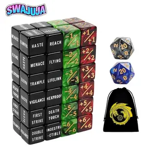 50-piece complete set suitable for (MTG) and TCG games - carved ability keyword dice with 1/-1/6/-6 counters, d20 dice, and a storage bag - compatible with collectible card games and tabletop game accessories (compatible with MTG) Polyhedral Dice Set