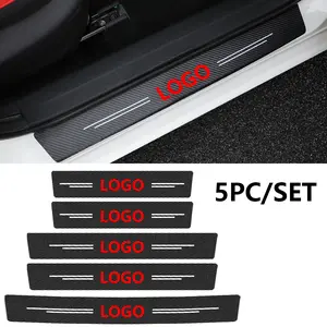 4/5/8/9pcs car carbon fiber texture welcome pedal sticker, car threshold decoration sticker, anti-scratch, anti-stepping, easy to clean, suitable for Audi/BMW/Porsche/Volkswagen/Tesla/Hyundai and other brands, Car Accessories