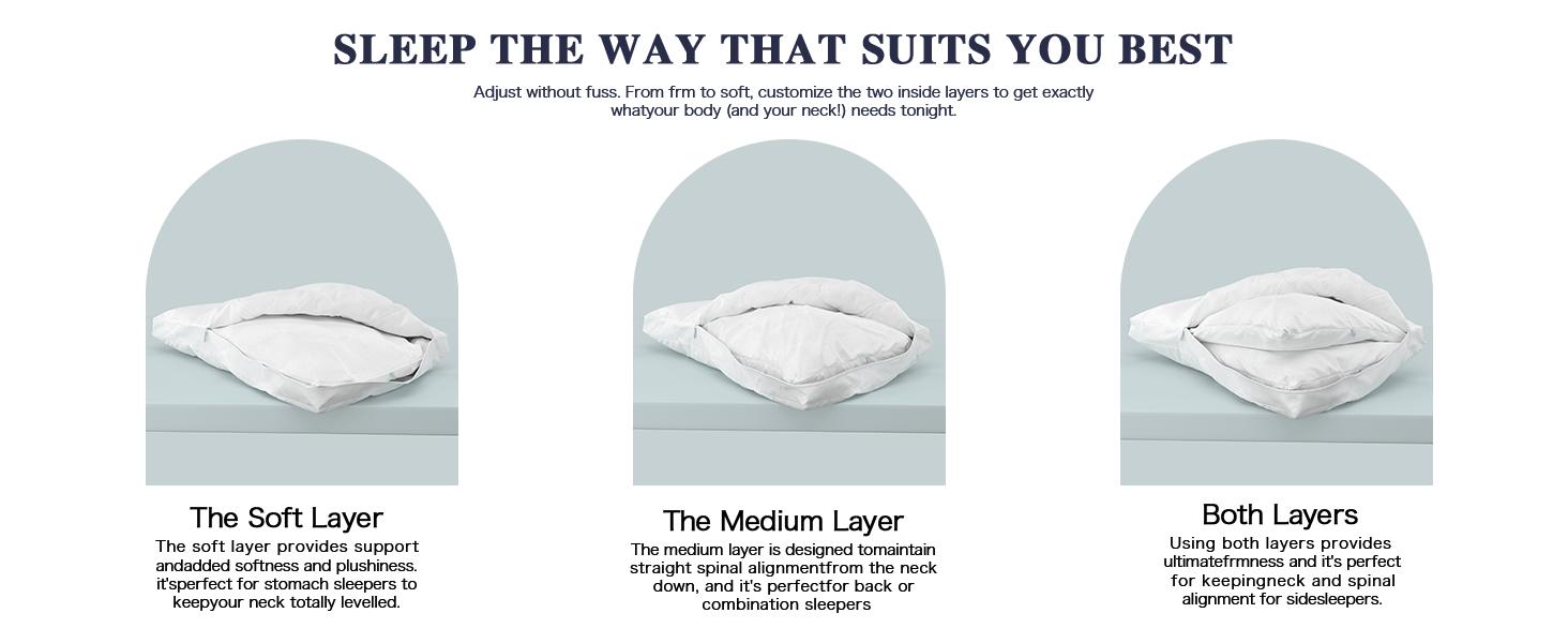 Nuzzle Cooling Adjustable Pillow for Side Sleepers, Luxury Bed Pillow Hotel Collection - Best Adjust Height Soft Firm Pillow for Back, Stomach or Side Sleepers - Home Gifts, Adjustable Height, Anti-Allergic