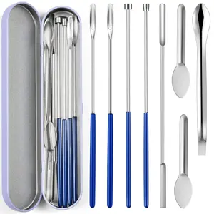 8 Piece Capsule Filling Machine Kits for Empty Pill Capsules Filler, Home & Lab Supplies - Micro Tiny Spoon Spatula, Lab Scoop Filling Tray, Herb Powder Tamper Tool, Gel Capsules Size # 000 00 0 1 2 3