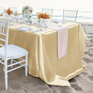 Set of 15 Satin Table Runners, 28x275cm, Champagne (Assorted Colours) – Satin Silk Tablecloths Ideal for Weddings, Banquets, Graduation Parties and Decorations