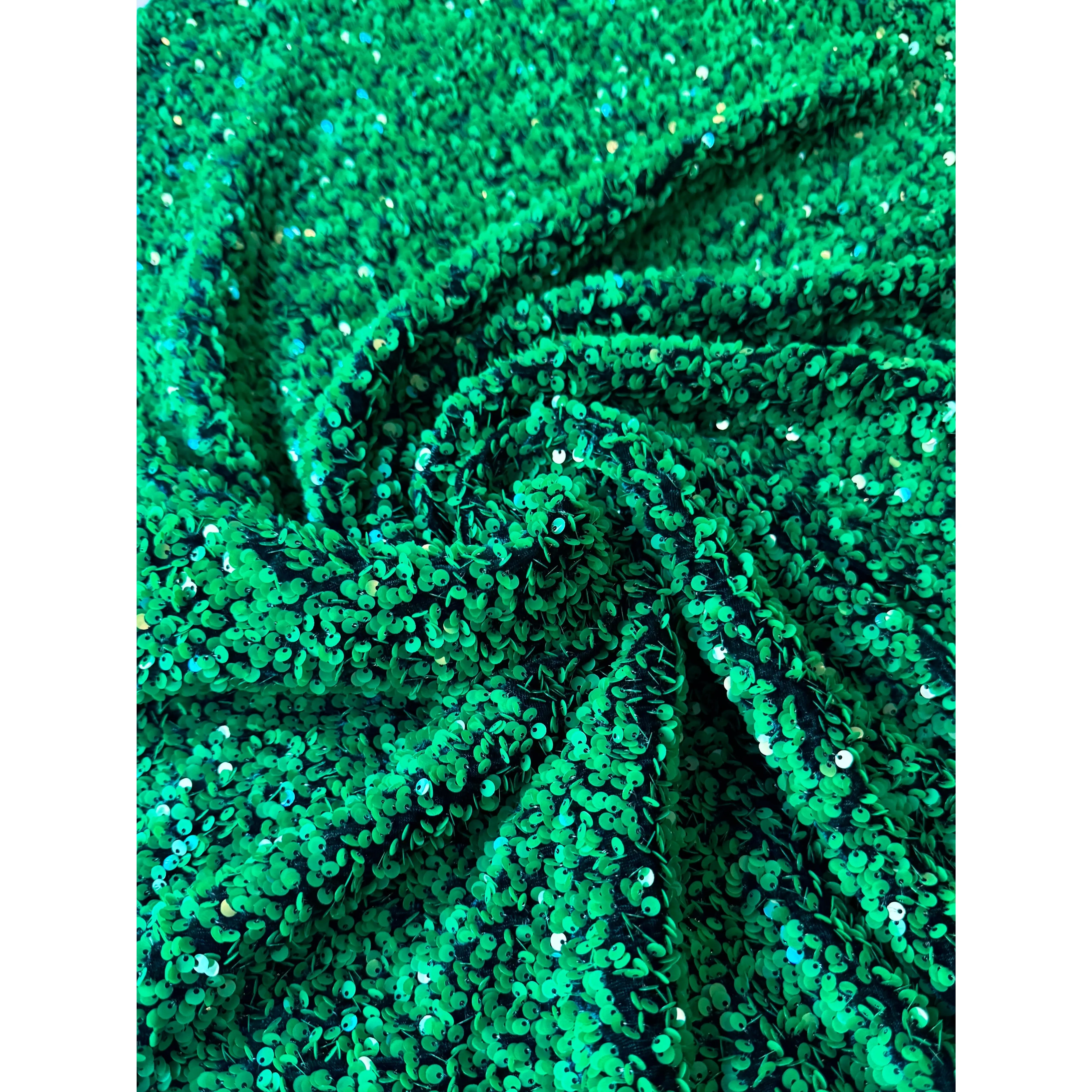 Vibrant Green Sequin On Velvet