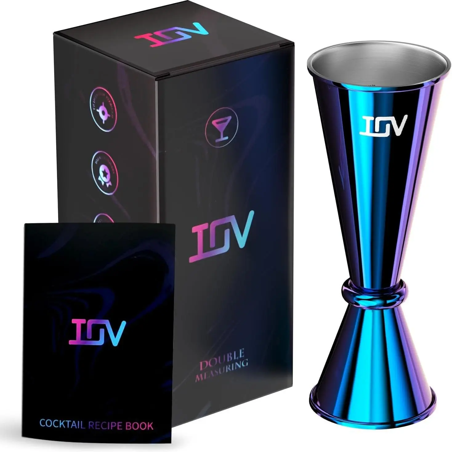 IOV Jigger for Bartending, Professional Double Cocktail Jigger with Recipes Booklet, Japanese Premium 18/8 stainless steel jigger 2 oz 1 oz with Dimensions Inside Measuring Cocktails Jigger Utensils Black  #Summervibes