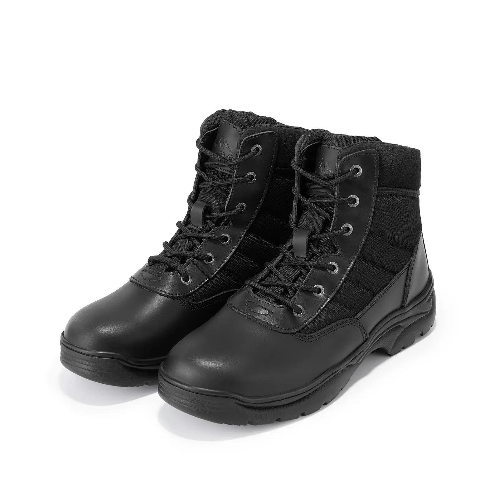 NORTIV 8 Men's Ankle Boots, Tactical Cuban Heel Work Shoes in Leather & Oxford Fabric, Water-Resistant with Anti-Slip Sole & Arch Support, Shoe, Walking Shoes
