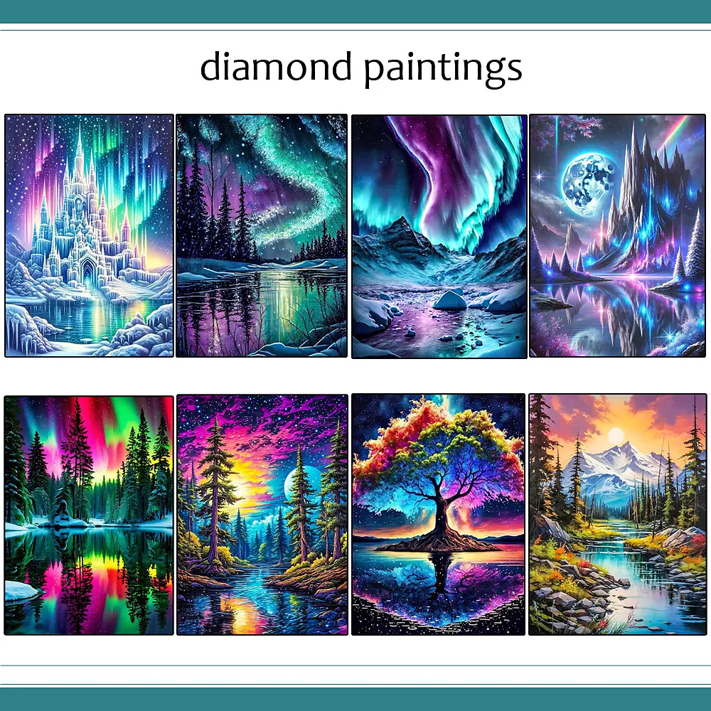 DIY Diamond Art Kit - 30x40cm Aurora Forest Architecture Landscape Plants Design, Rhinestone Handcraft Set for Adults & Children, Perfect Gift for Friends & Home Decoration (Toys & Hobbies Needlework), Rhinestones