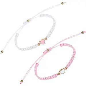 2 count BFF Bracelets, Heart Matching Bracelets Adjustable Braided Bracelets  Friends Bracelet Friendship Bracelets  Gifts for His and Her Couple Friendships Relationship