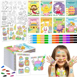 Easter Basket Stuffers for Kids, Coloring Book with Stickers & Crayons, Non Candy Easter Gifts, Toddler Activity Set, Party Favors Age 3+ Gift Bundles