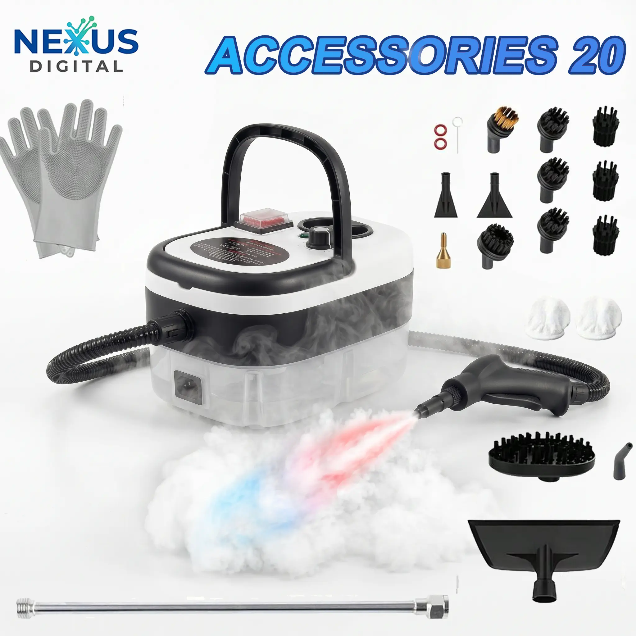 car steamer  Steam Cleaner Handheld High Pressure, Portable HighPower Steam Cleaner, Handheld Steam Cleaner CleaningGrout With Large Water Tank & 20 Accessories For CarFloor White