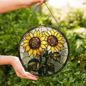 Sunflower Stained Glass Suncatcher, Window Hanging, Gift for Women, Custom Stained Glass Art, Home Ornament, Gift For Her, Gift For Mom