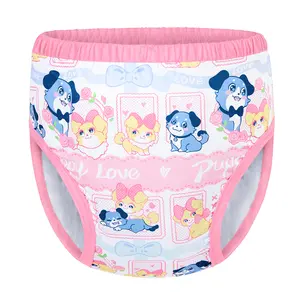 Littleforbig Soft Silky Underwear Comfortable Washable Reusable Adult Training Pants Puppy Love Little Blue Print