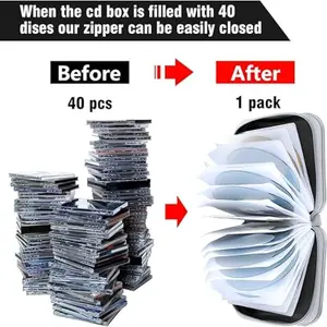 CD Protection Case, 40 Capacity CD/DVD Holder Wallet Hard Plastic DVD Disc Box Storage Binder, Home Organizers, Suitable for Car Home Office Travel
