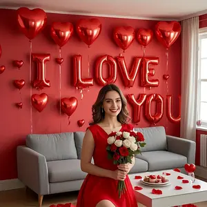 Each set includes 17 balloons decorated with red hearts and the words “I Love You,” 500pcs Artificial Fake Rose Petals Red Petal Flowers . Perfect for Valentine's Day, bridal showers, proposal ceremonies, wedding party decorations