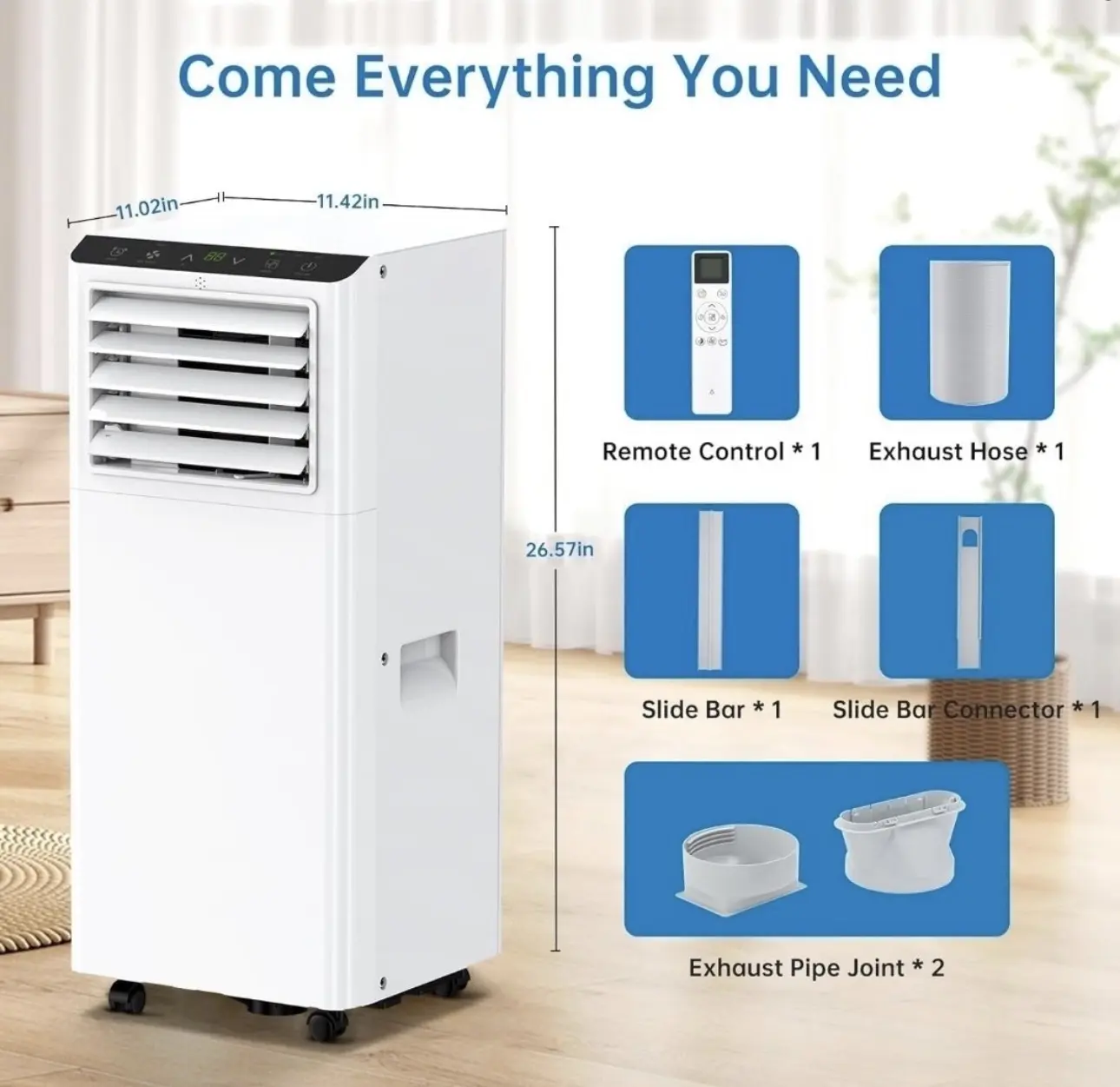 8000 BTU Portable Air Conditioner 3-in-1 Air Cooler w/Dehumidifier & Fan Mode