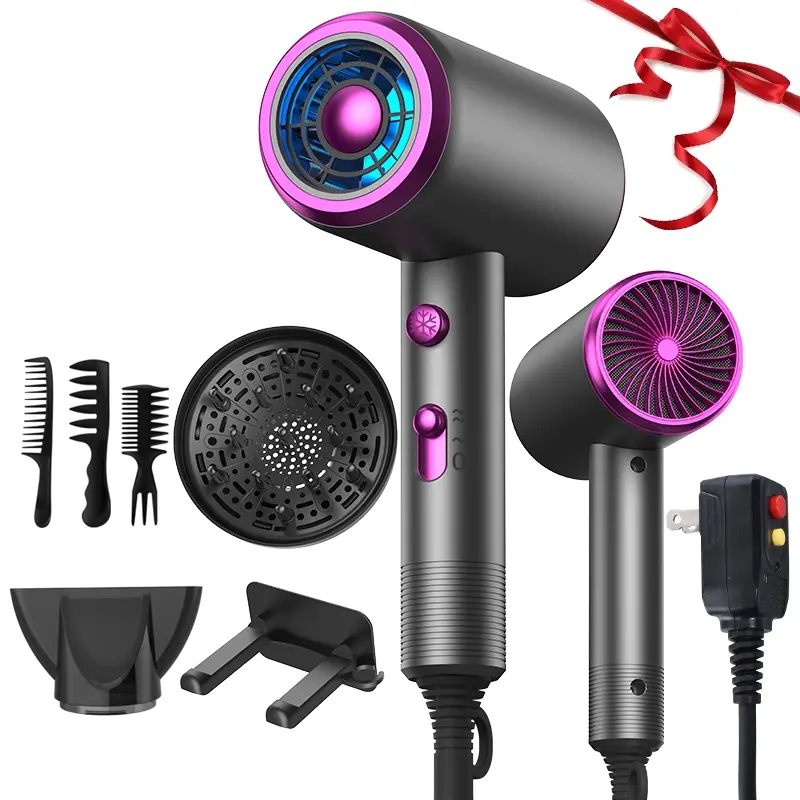 Powerful Ionic Hair Dryer Kit (2 Sets), Including Hair Dryer & Concentrator & Diffuser & Comb & Hanging Rack & Manual, Professional Hair Styling Tool, Hair Dryer With Comb, Powerful Hair Blower, Hairdryer