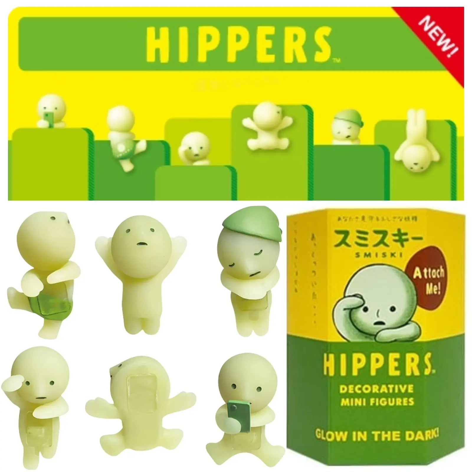 Smiski Hippers - Random Blind Box, factory-sealed - Glow-in-the-dark mini figure - 1pc or Full box Smiski Hippers - Random Blind Box, factory-sealed - Glow-in-the-dark mini figure - 1pc or Full box