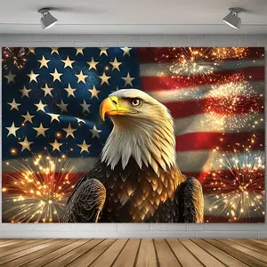 1pc of A Colorful Eagle and American Flag Backdrop, Suitable for Photo Props. Made of Polyester, This Banner Is Perfect for Home, Room, and Wall Decoration, As Well As for Party Backgrounds and Supplies