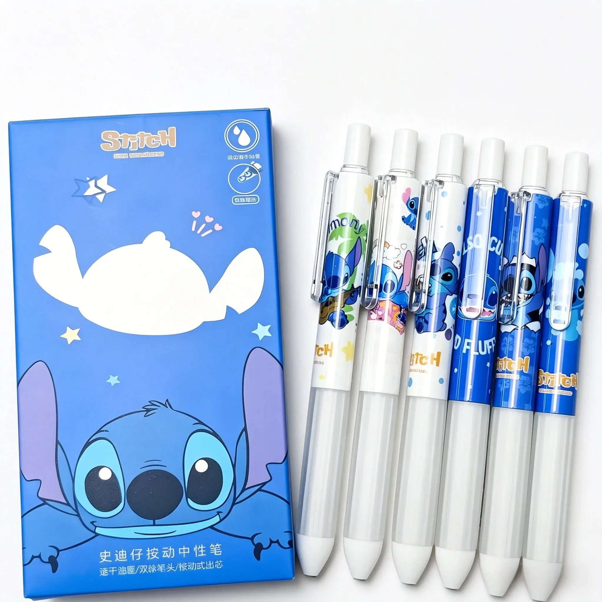 Disney Stitch Black Gel Pens Pack of 6 - Perfect for Fans with Smooth Writing Experience and Clear Legible Text Ideal for School Work or Personal Use