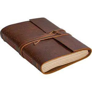 Leather Journal Notebook - Rustic Handmade Vintage Leather Bound Journals for Men and Women - Leather Craft Unlined Paper 300 Pages