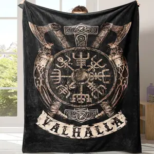 Viking Valhalla Pattern Blanket, Soft Warm Throw Blanket, Air-conditioned Room Blanket, Air Conditioning Blanket, Warm Nap Blanket for Home Office Travel Camping # TOP PICKS
