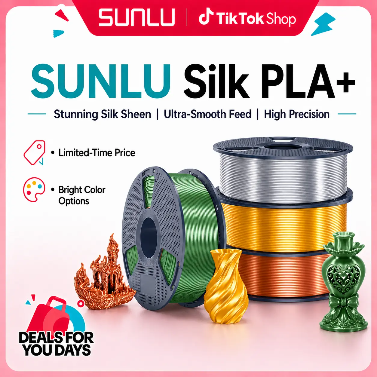 SILK PLA+ 3D Printer Filament Dual Color Silk Series 3D Printer Filament 1.75mm SILK 3D Printer Filament 1KG-9249 tiktokshopbacktoschool