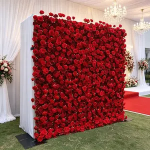 New Artificial Flower Wall,Realistic Rose Floral Panel,Simulation Flower Background Wall for Party,Wedding,Photography,HomeDecor