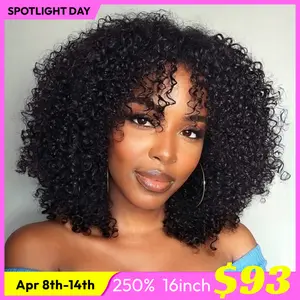 UNice 250% Density Afro Kinky Curly Wig with Burmese Curly Layer Pre Bleached Glueless 7x5 HD Lace Closure Human Hair Wigs with Drawstring Pre Plucked Natural Hairline Beginners Friendly #SpotlightDay#Summervibes