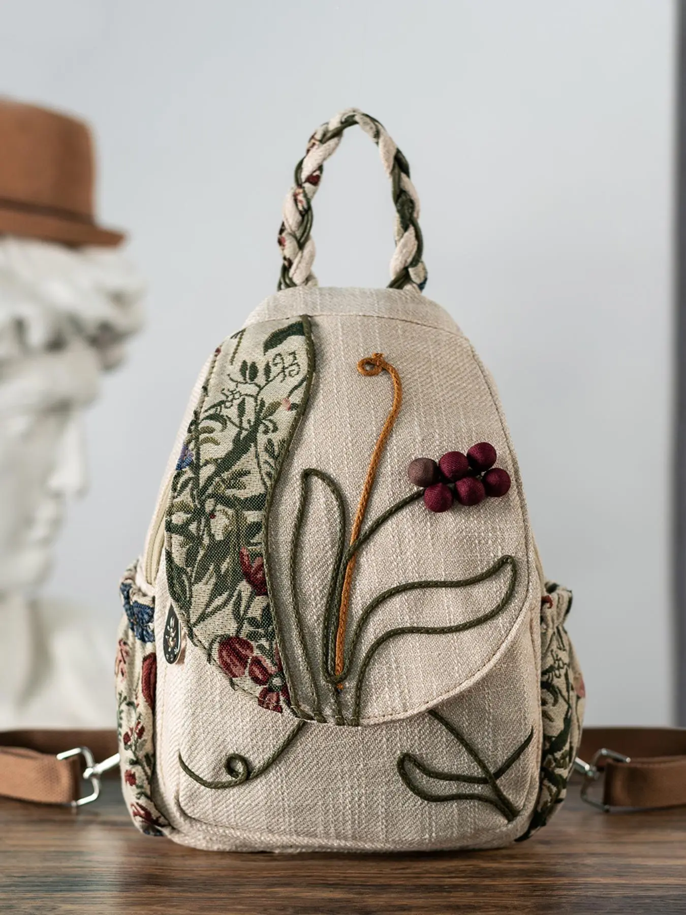 Boho Style Embroidered Backpack, Casual Printed Backpack, Bohemian Vintage Style Multi-compartment Backpack, Fashionable Backpack for Women & Men, Casual Daypack, Backpacks Women