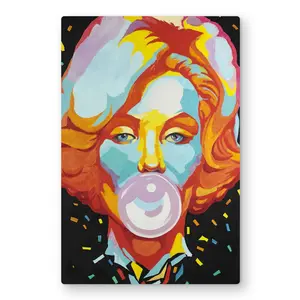 212 MAIN Aluminium Decorative Metallic Artwork Prints - 24x36 in Colorful Retro Vivid Marilyn Monroe Bubblegum-Orange Character Colored Art Print for Home, Room Decoration, Character Art Prints