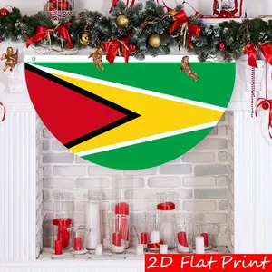 1pc Semi-Circular Guyana Christmas Garden Flag, Half-Fan Design Outdoor Banner for Lawn, Yard & Garden Decoration