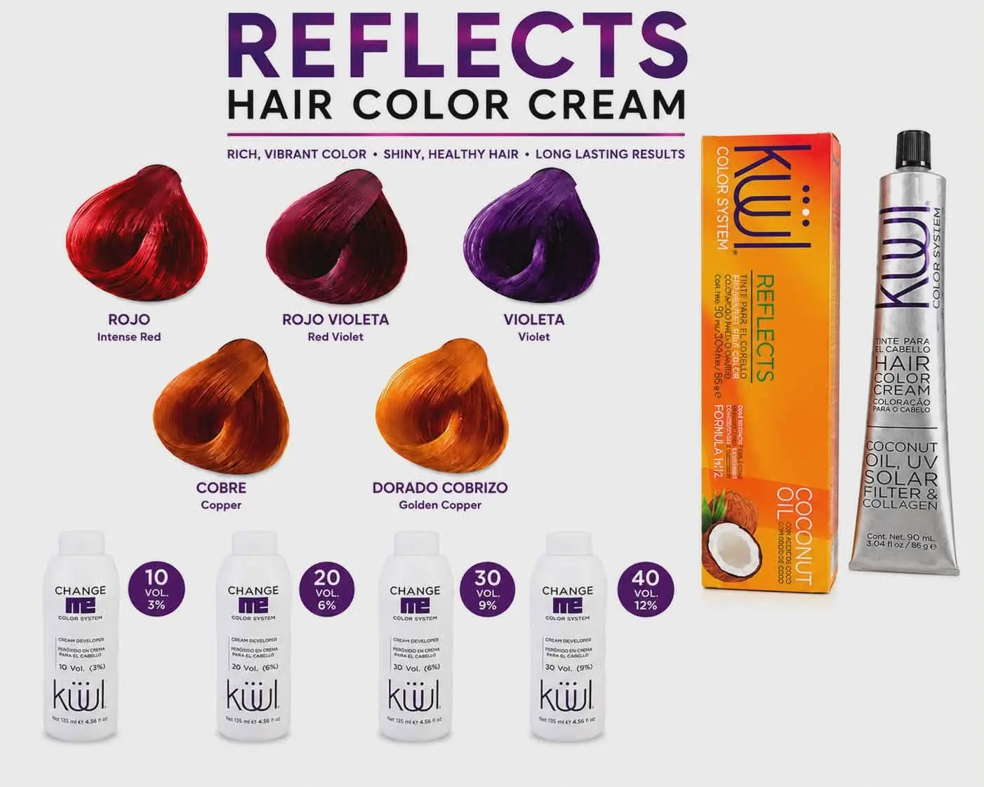 KUUL Permanent Cream Hair Color, Brightening Formula with Vibrant Red Reflection for a Total Hair Transformation, Unisex Dye - 3.04 fl oz, Reflects Red, Dyeing Hair