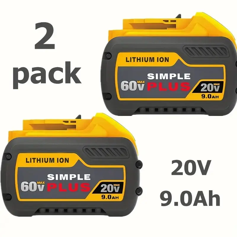 High Capacity Rechargeable Lithium Ion Battery (9000mAh 9.0Ah) for DEWALT FLEXVOLT 20V/60V MAX, Compatible with Fit 20V/60V MAX DCB609 Cordless Power Tools, Portable Power Tool Accessory, High Capacity Batteries