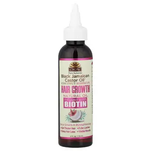 Okay Pure Naturals Black Jamaican Castor Oil®, Coconut Hibiscus Hair Growth Natural Oil Infused With Biotin, 4 fl oz (118 ml)