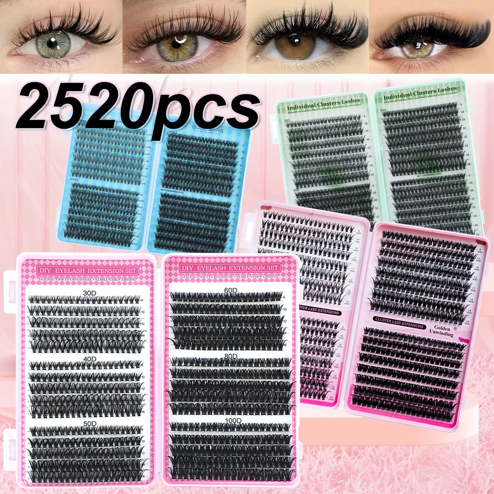 Large Capacity Eyelash Bundles, Mixed Natural D Curl, Curly Lashes, DIY False Lashes, DIY Personal Lashes, High Quality Eyelashes, Fluffy Style, Suitable for Daily Use, Parties, Travel Gifts, DIY Eyelash Extensions, Eyelash Extensions Set