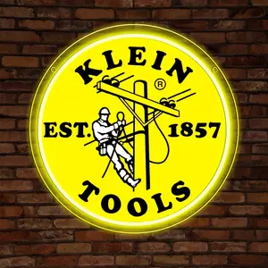 Vibrant Tools Sign Vintage-Inspired Round LED Neon Light Wall Art, Decorative Lights, USB Powered for Rustic Home,Porch, Garage, Cafe, Bar, Garden, Garage or Farm, Ambient Lights