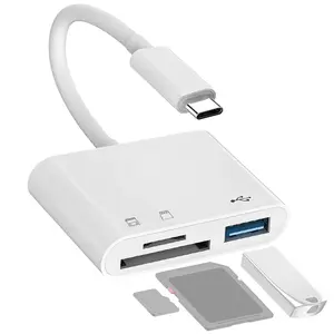 USB Type-C or Micro-USB to SD Card Reader, OTG USB Data Cable, Micro SD/TF Card Reader Adapter, Storage Card Data Transfer for Camera, iOS Android Phone