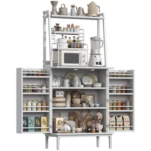 51” Pantry Cabinets, Small kitchen cabinet with Microwave Shelves, Freestanding Kitchen Pantry Storage Cabinet with Adjustable Shelves, Buffet Cupboards Storage Cabinet for Kitchen, Dining Room, Living Room Use